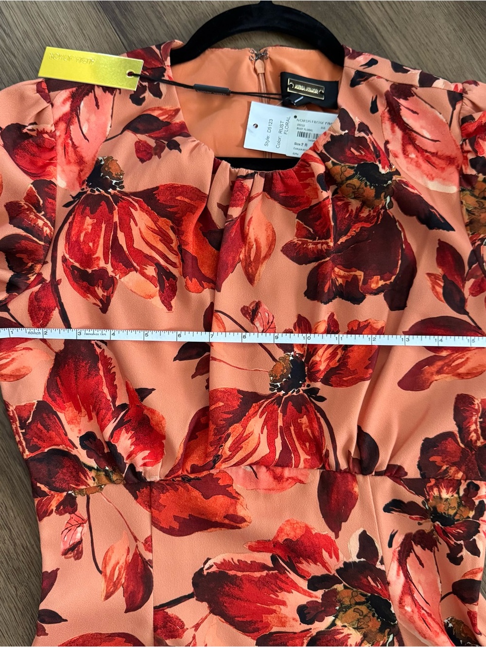 NWT - Alexia Admor - Rust Floral Long Sleeve Empire Waist Maxi Dress - Picture 12 of 15